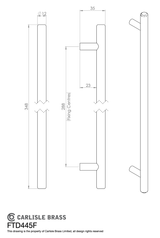 Satin Nickel Steel T Bar Cabinet Handle 288mm c/c | FTD445FSN