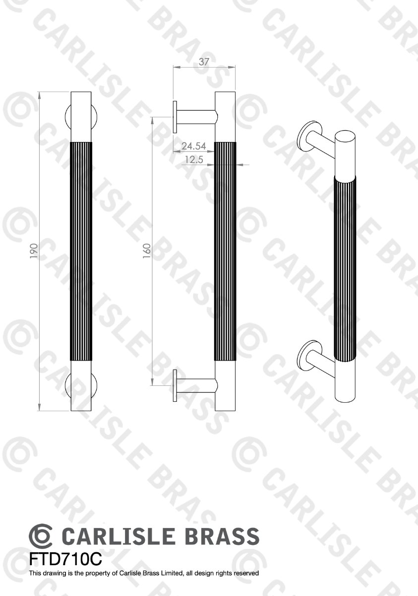 Satin Nickel 190mm Lines Pull Handle | FTD710CSN