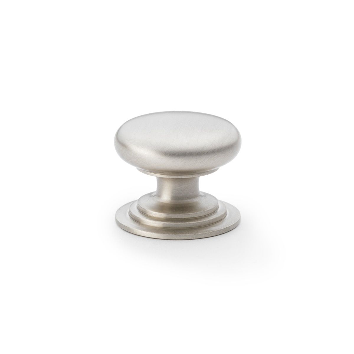 A&W Satin Nickel 38mm Round Cupboard Knob on Stepped Rose | AW825-38-SN