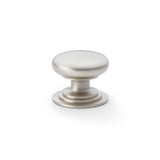 A&W Satin Nickel 38mm Round Cupboard Knob on Stepped Rose | AW825-38-SN