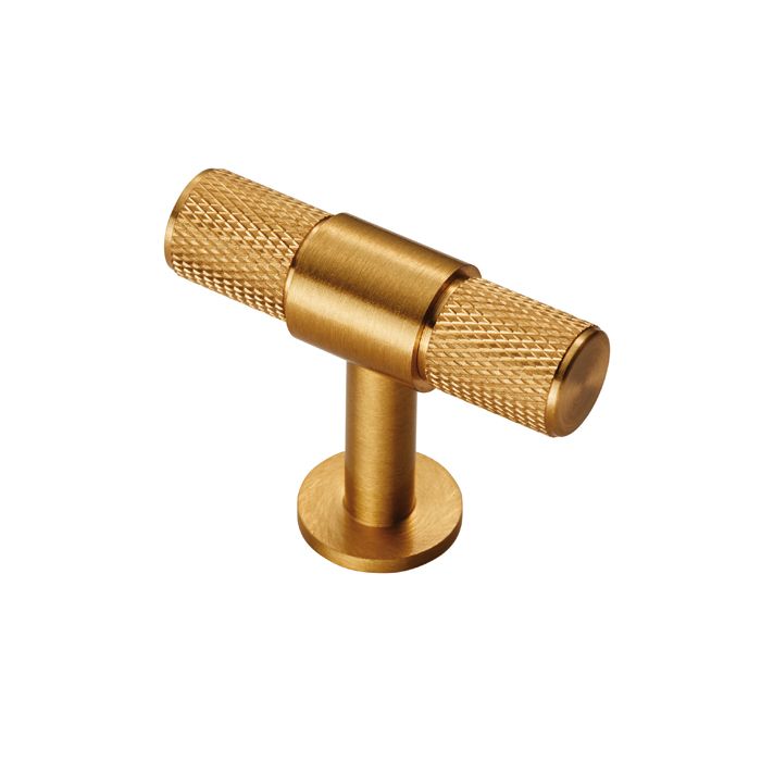 Satin Brass 50mm Knurled T-Bar Knob | FTD701SB