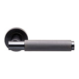 Matt Black Varese Knurled Lever on Round Rose | EUL050MB