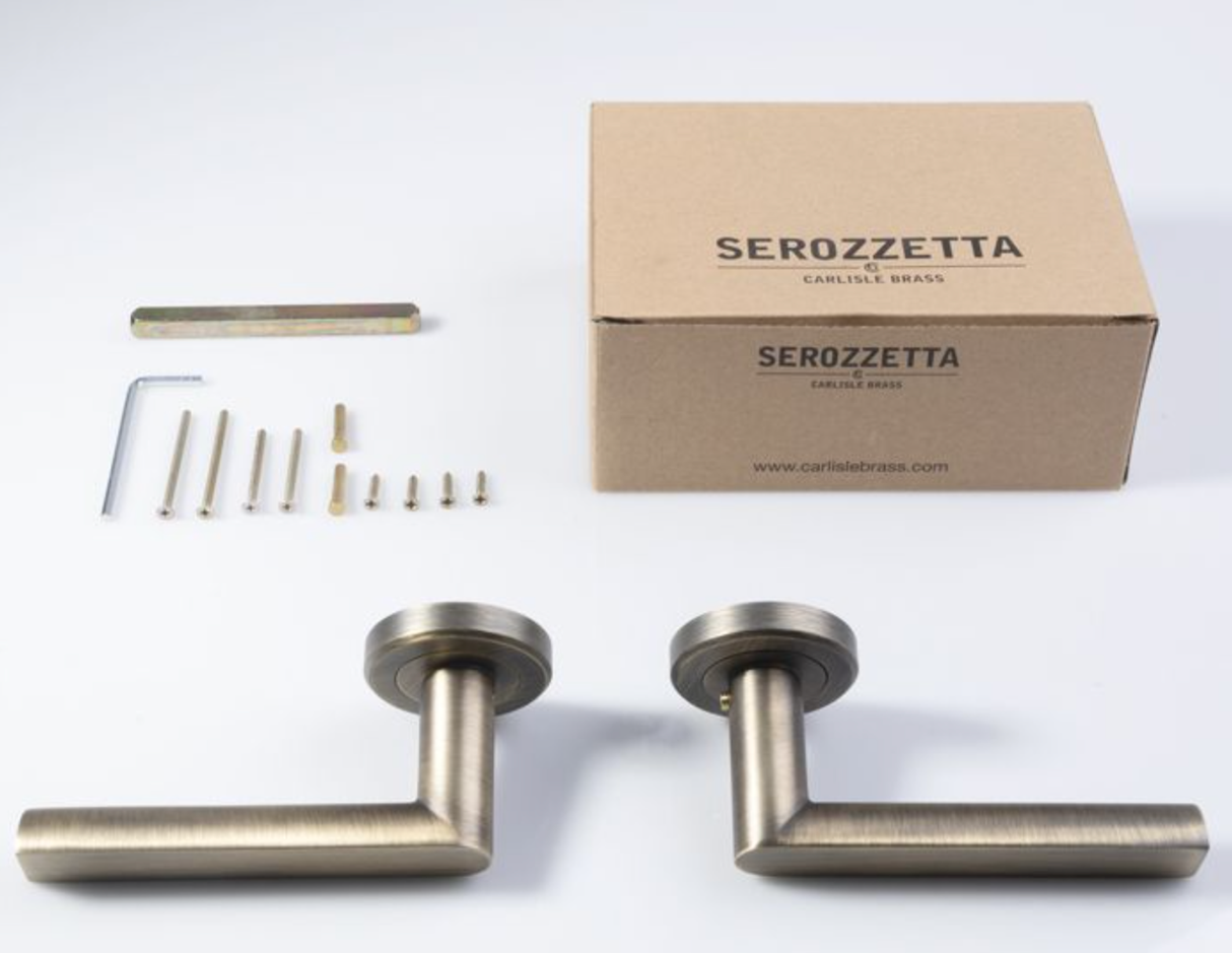 Set Antique Brass Serozzetta Edge Lever on round rose | SZM210AB