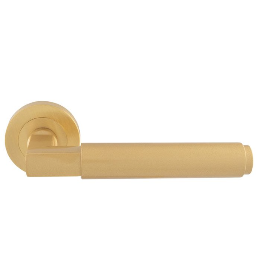 Satin Brass Masano Lever on Round Rose | EUL070SB