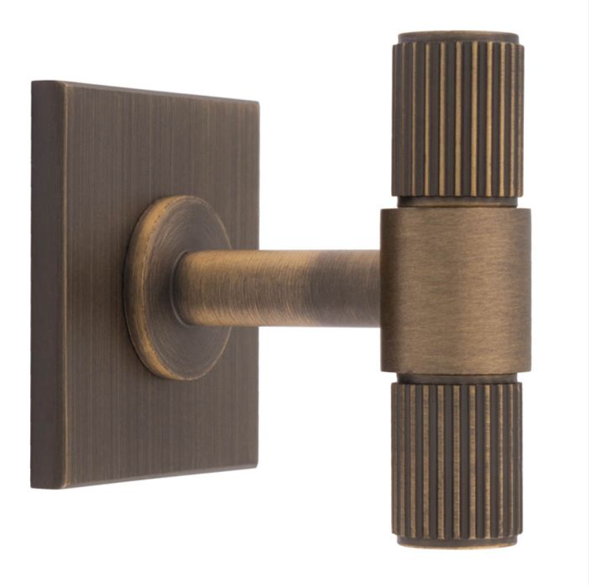 Antique Brass 50mm Lines T-Bar Knob | FTD711AB