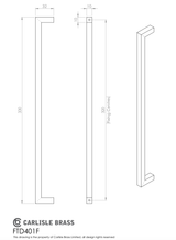 Satin Nickel 320mm Square Section Block Cabinet Handle | FTD401FSN
