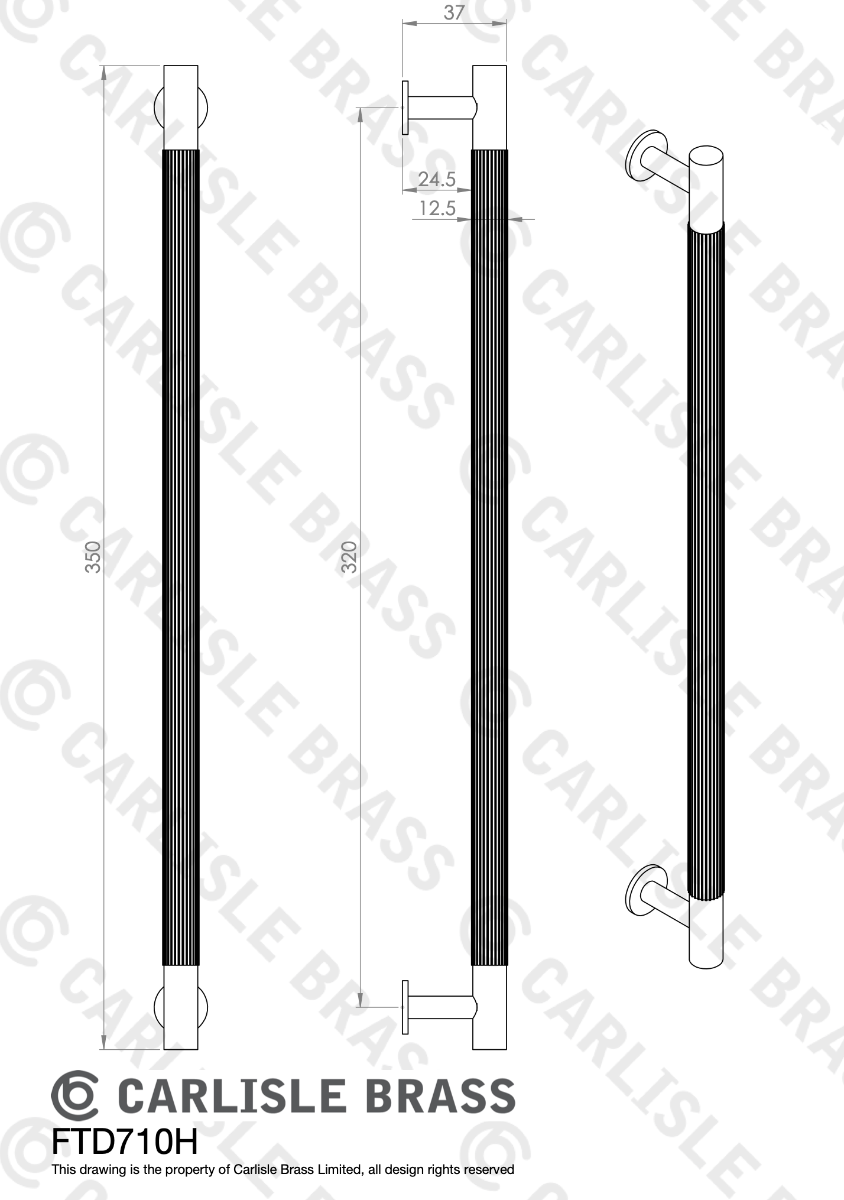 Satin Brass 350mm Lines Pull Handle | FTD710HSB