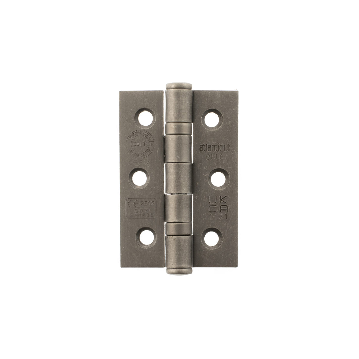 Pair 75mm (3") Distressed Silver CE Ball Butt Hinge | A2H322DS