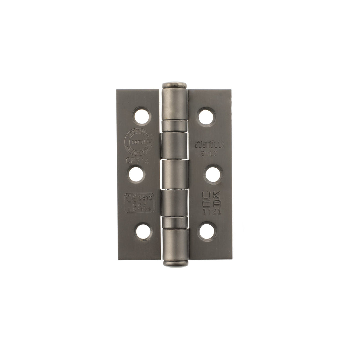 Pair 75mm (3") Matt Gun Metal CE Ball Butt Hinge | A2H322MBN