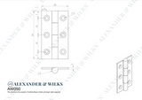 Pair Antique Brass 50mm Cabinet Butt Hinge | AW050-CH-AB