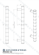 A&W Antique Brass Bamboo T Bar Pull Handle c/c 160mm AW809B-160-AB