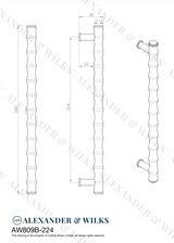 A&W Satin Brass PVD Bamboo T Bar Pull Handle c/c 224mm AW809B-224-SBPVD