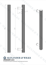 A&W Satin Brass PVD Crispin Reeded Line T Bar Pull Handle c/c 224mm | AW809R-224-SBPVD