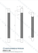 A&W Satin Brass PVD Brunel Knurled T Bar Pull Handle c/c 160mm