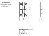 Millhouse Brass Cabinet Butt Hinges 50mm x 28mm x 2mm - Antique Brass