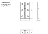 Millhouse Brass Cabinet Butt Hinges 75mm x 41mm x 2mm - Satin Nickel