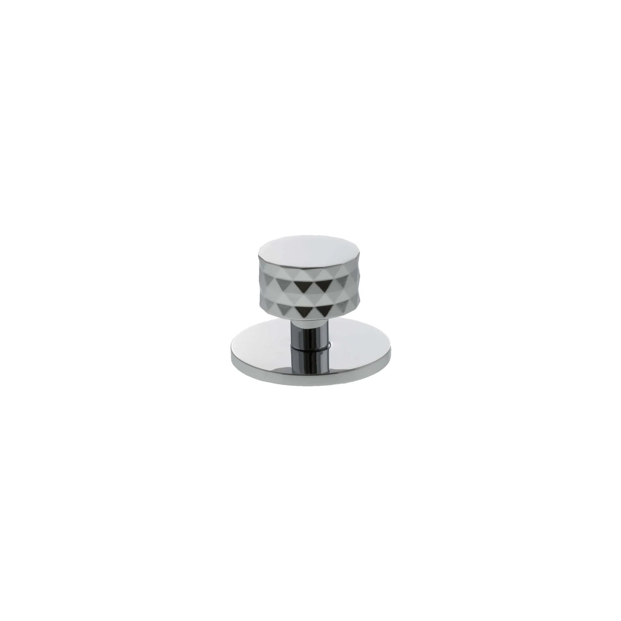 Millhouse Brass Polished Chrome Chrysler Diamond Round Cabinet Knob Handle on Backplate  |  MHCDB1530PC