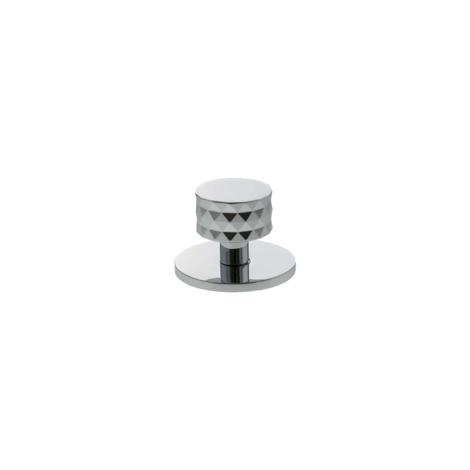 Millhouse Brass Polished Chrome Chrysler Diamond Round Cabinet Knob Handle on Backplate  |  MHCDB1530PC