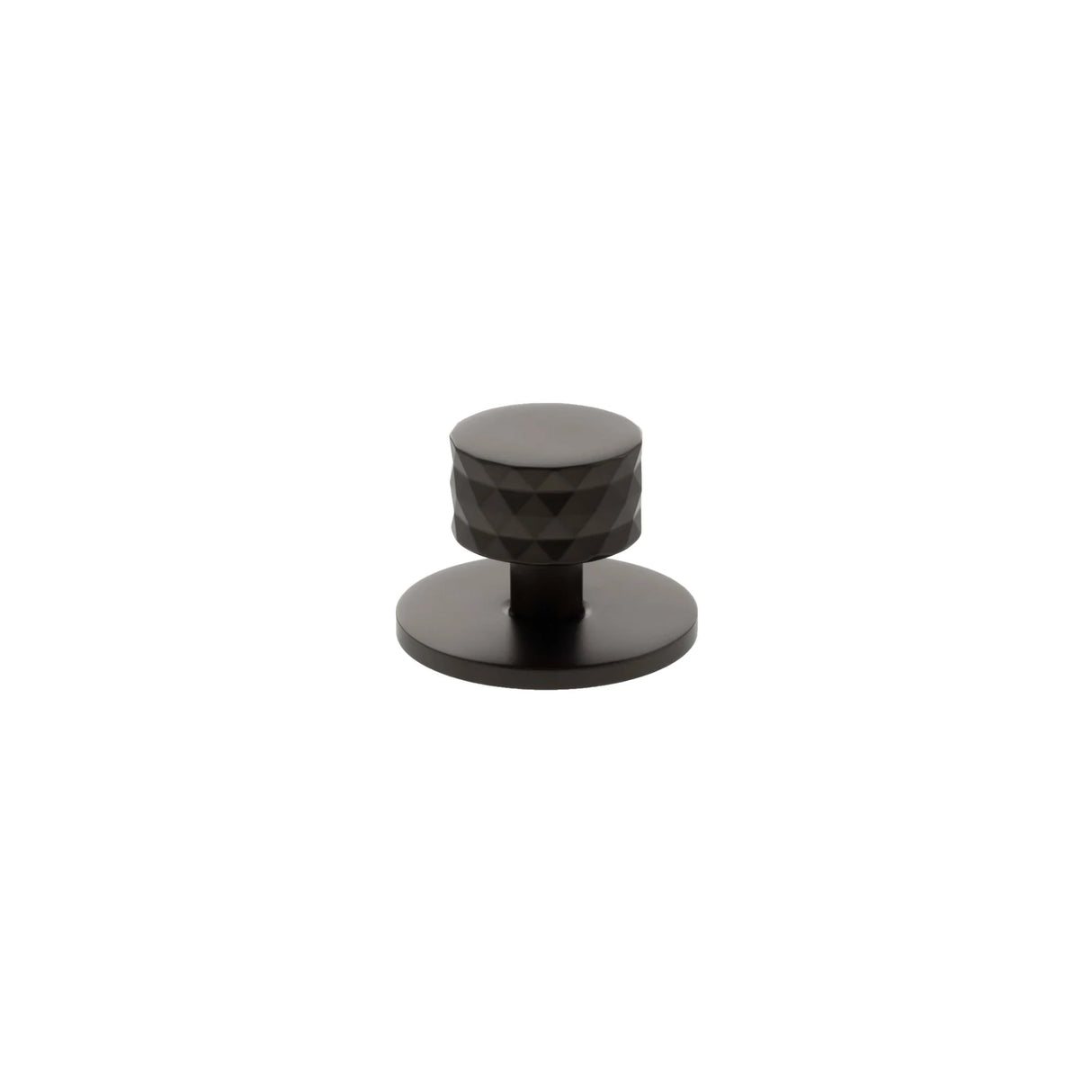 Millhouse Brass Urban Dark Bronze Chrysler Diamond Round Cabinet Knob Handle on Backplate  |  MHCDB1530UDB