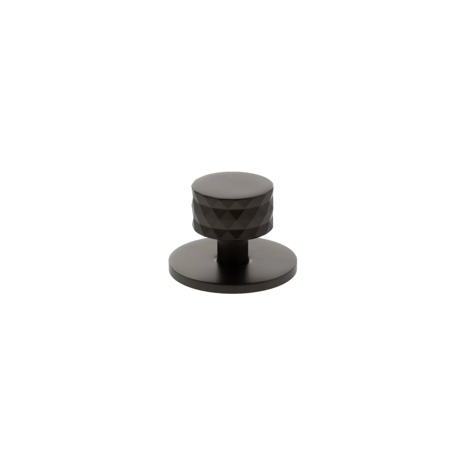 Millhouse Brass Urban Dark Bronze Chrysler Diamond Round Cabinet Knob Handle on Backplate  |  MHCDB1530UDB