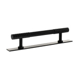 Millhouse Brass Matt Black 128mm Chrysler Diamond T-Bar Cabinet Pull Handle on Backplate  |  MHCDB17128MB