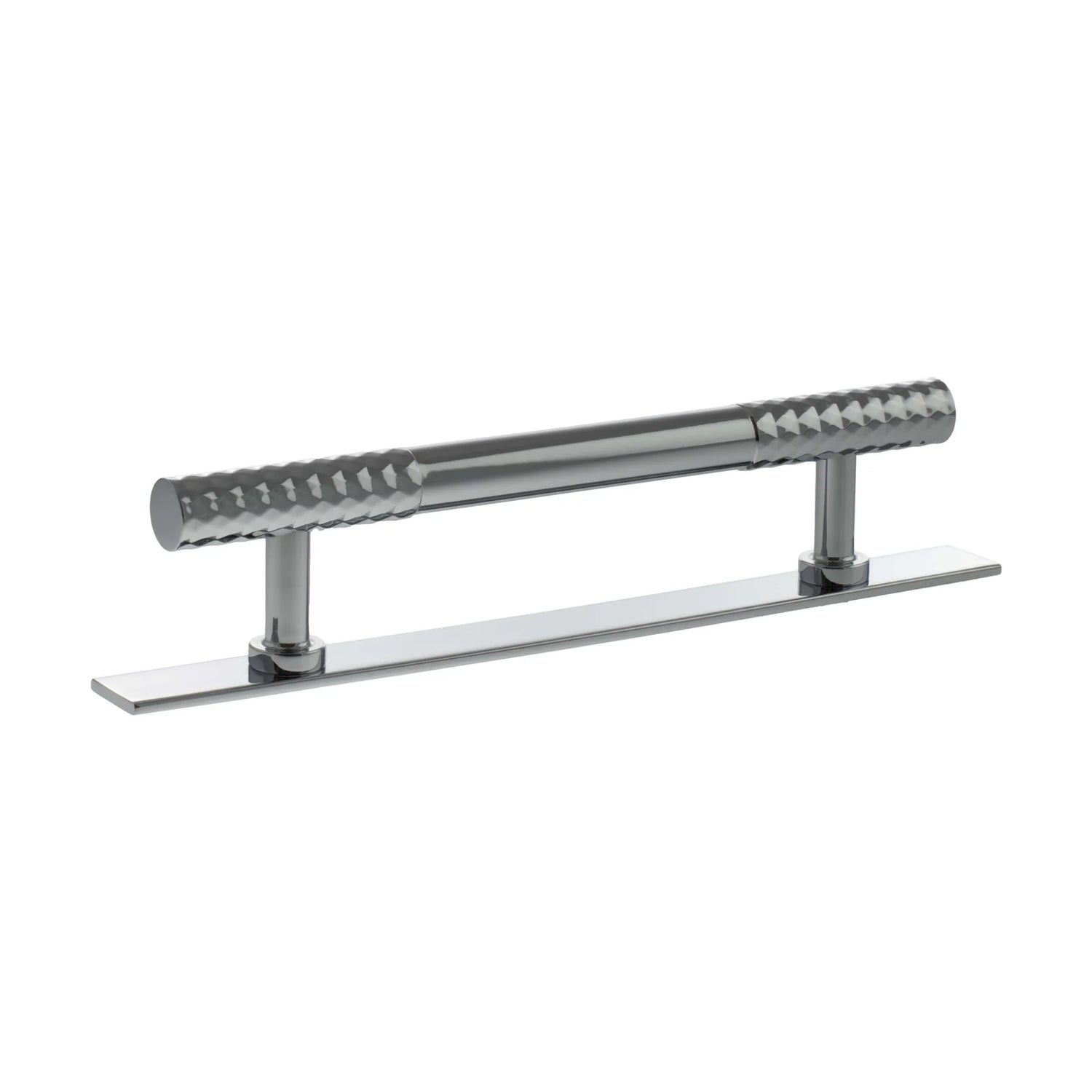Millhouse Brass Polished Chrome 128mm Chrysler Diamond T-Bar Cabinet Pull Handle on Backplate  |  MHCDB17128PC