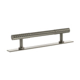 Millhouse Brass Satin Nickel 128mm Chrysler Diamond T-Bar Cabinet Pull Handle on Backplate  |  MHCDB17128SN