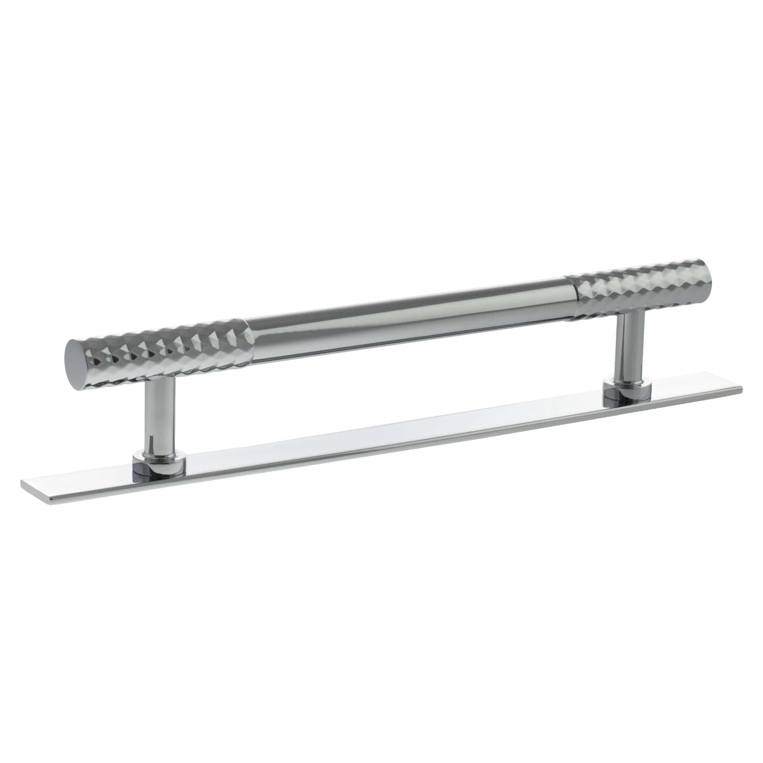 Millhouse Brass Polished Chrome 160mm Chrysler Diamond T-Bar Cabinet Pull Handle on Backplate  |  MHCDB17160PC