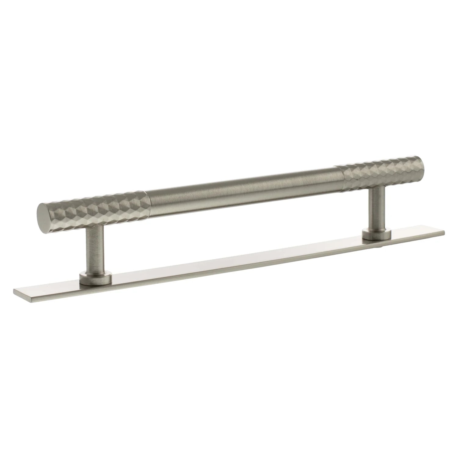 Millhouse Brass Satin Nickel 160mm Chrysler Diamond T-Bar Cabinet Pull Handle on Backplate  |  MHCDB17160SN