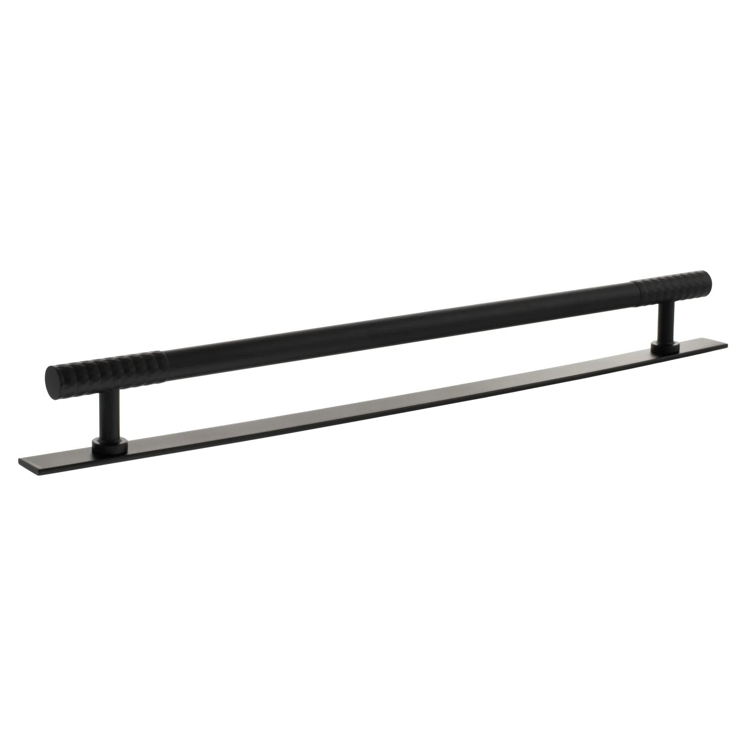 Millhouse Brass Matt Black 320mm Chrysler Diamond T-Bar Cabinet Pull Handle on Backplate  |  MHCDB17320MB
