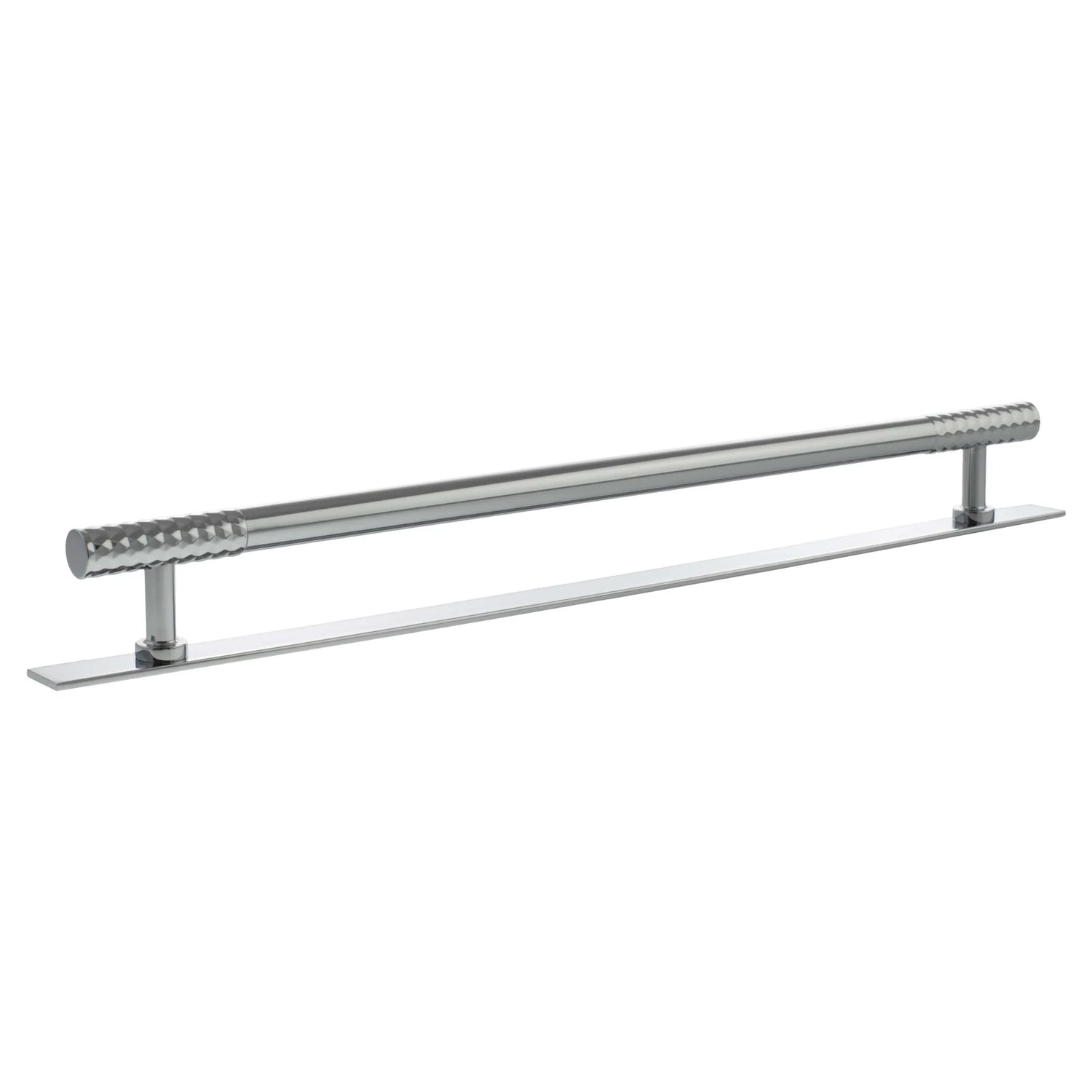 Millhouse Brass Polished Chrome 320mm Chrysler Diamond T-Bar Cabinet Pull Handle on Backplate  |  MHCDB17320PC