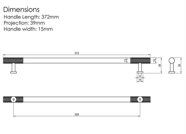 Millhouse Brass Polished Chrome 320mm Chrysler Diamond T-Bar Cabinet Pull Handle  |  MHCD17320PC
