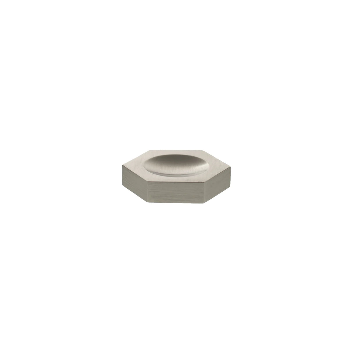 Millhouse Brass Satin Nickel Pennington Hexagonal Cabinet Finger Pull   |  MHCH1338SN