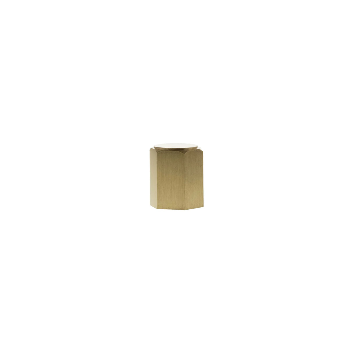 Millhouse Brass Satin Brass Pennington Hexagonal Cylinder Cabinet Knob  |  MHCH1420SB