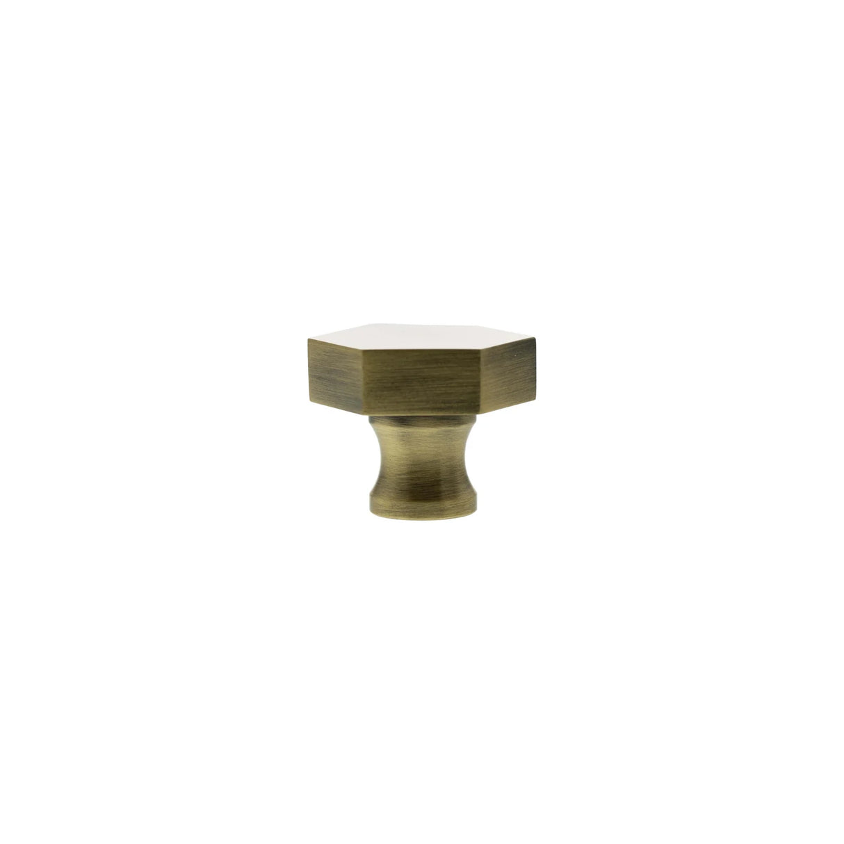 Millhouse Brass Antique Brass Pennington Hexagonal Cabinet Knob   |  MHCH1532AB