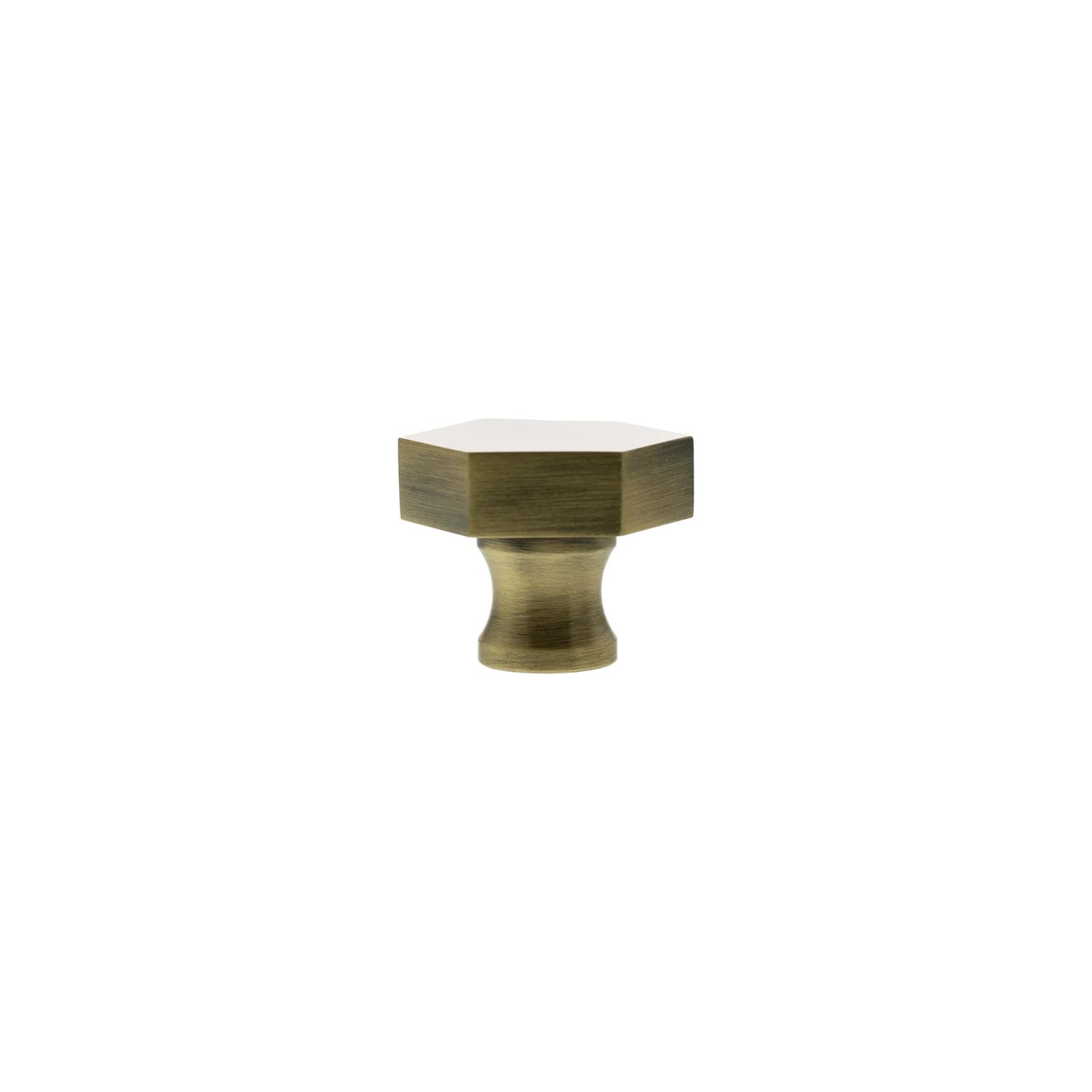 Millhouse Brass Antique Brass Pennington Hexagonal Cabinet Knob   |  MHCH1532AB