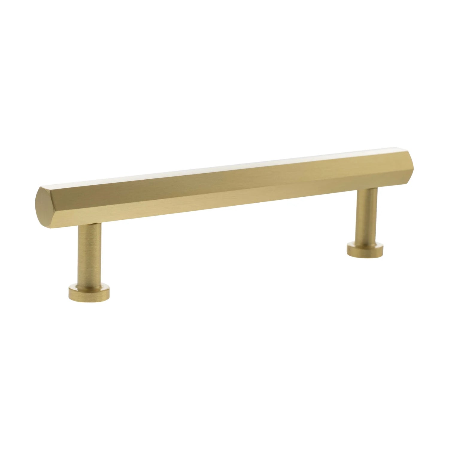 Millhouse Brass Satin Brass 128mm Pennington Hexagonal T-Bar Cabinet Pull Handle  |  MHCH17128SB