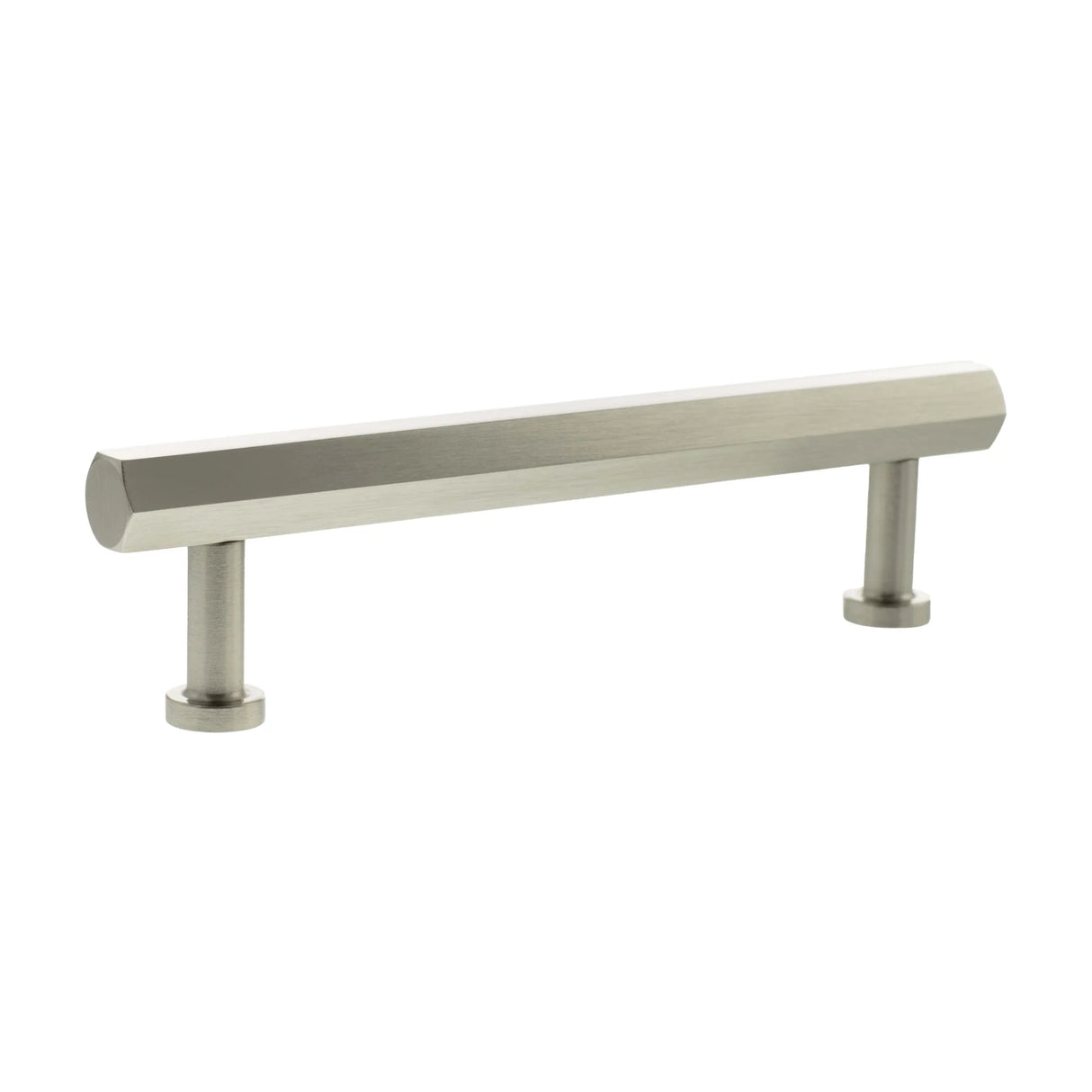 Millhouse Brass Satin Nickel 128mm Pennington Hexagonal T-Bar Cabinet Pull Handle  |  MHCH17128SN