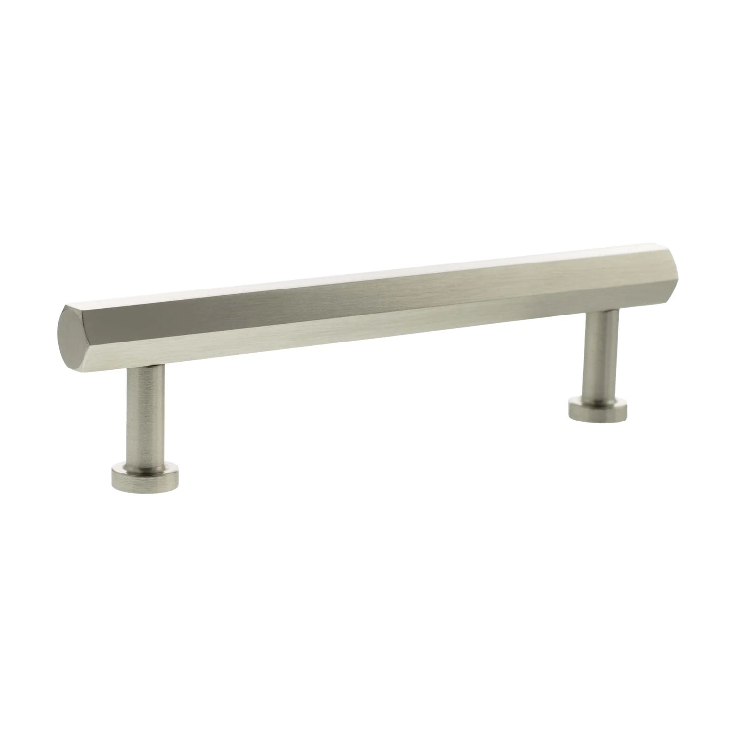 Millhouse Brass Satin Nickel 128mm Pennington Hexagonal T-Bar Cabinet Pull Handle  |  MHCH17128SN