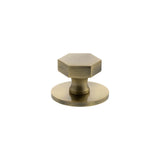 Millhouse Brass Antique Brass Pennington Hexagonal Cabinet Knob Handle on Backplate  |  MHCHB1532AB