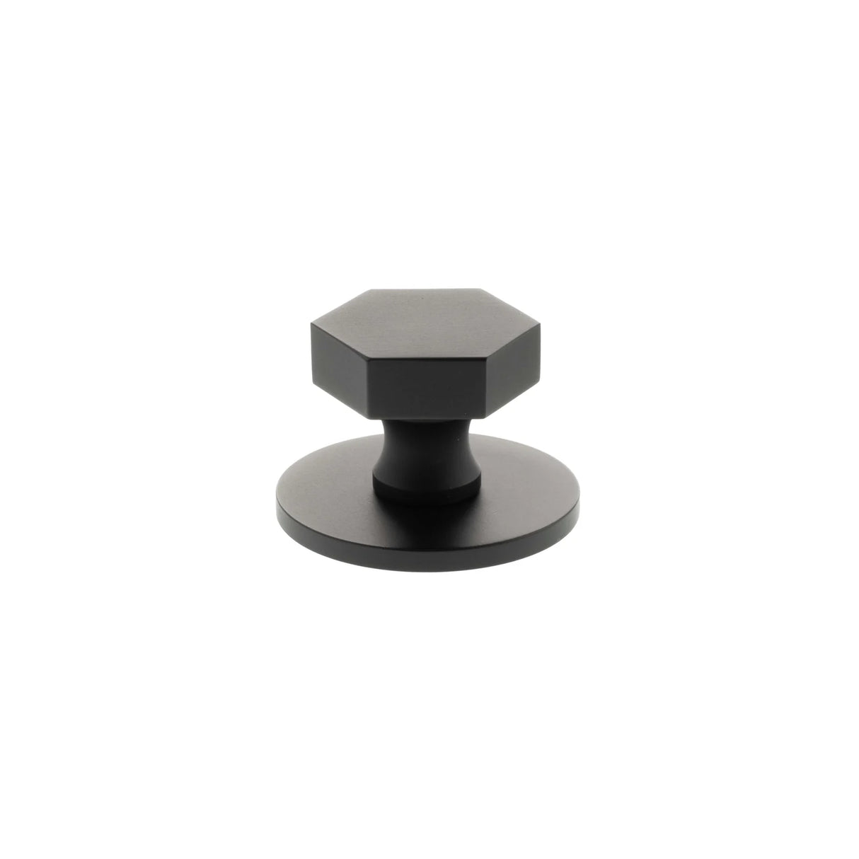 Millhouse Brass Matt Black Pennington Hexagonal Cabinet Knob Handle on Backplate  |  MHCHB1532MB