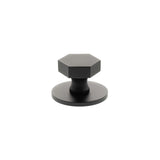 Millhouse Brass Matt Black Pennington Hexagonal Cabinet Knob Handle on Backplate  |  MHCHB1532MB