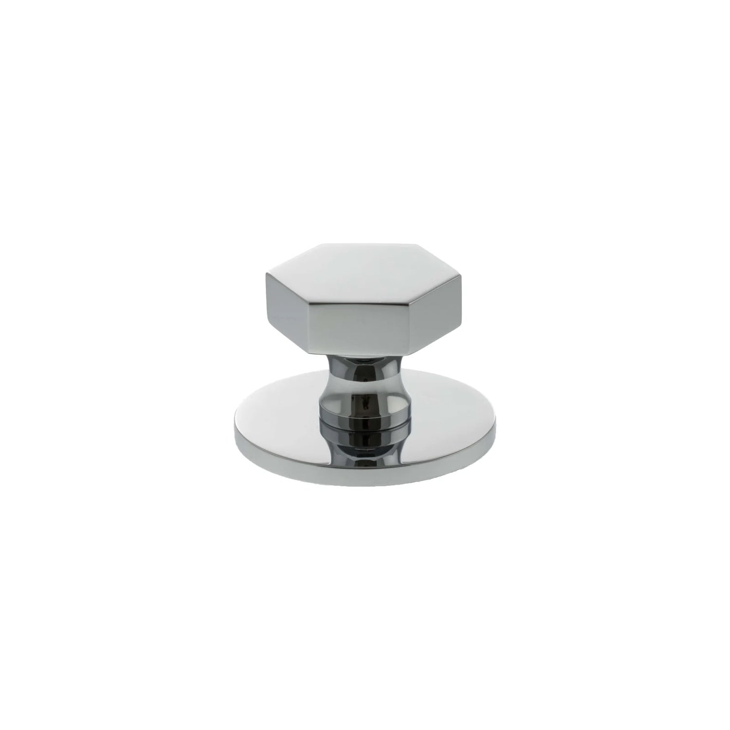 Millhouse Brass Polished Chrome Pennington Hexagonal Cabinet Knob Handle on Backplate  |  MHCHB1532PC
