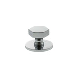 Millhouse Brass Polished Chrome Pennington Hexagonal Cabinet Knob Handle on Backplate  |  MHCHB1532PC