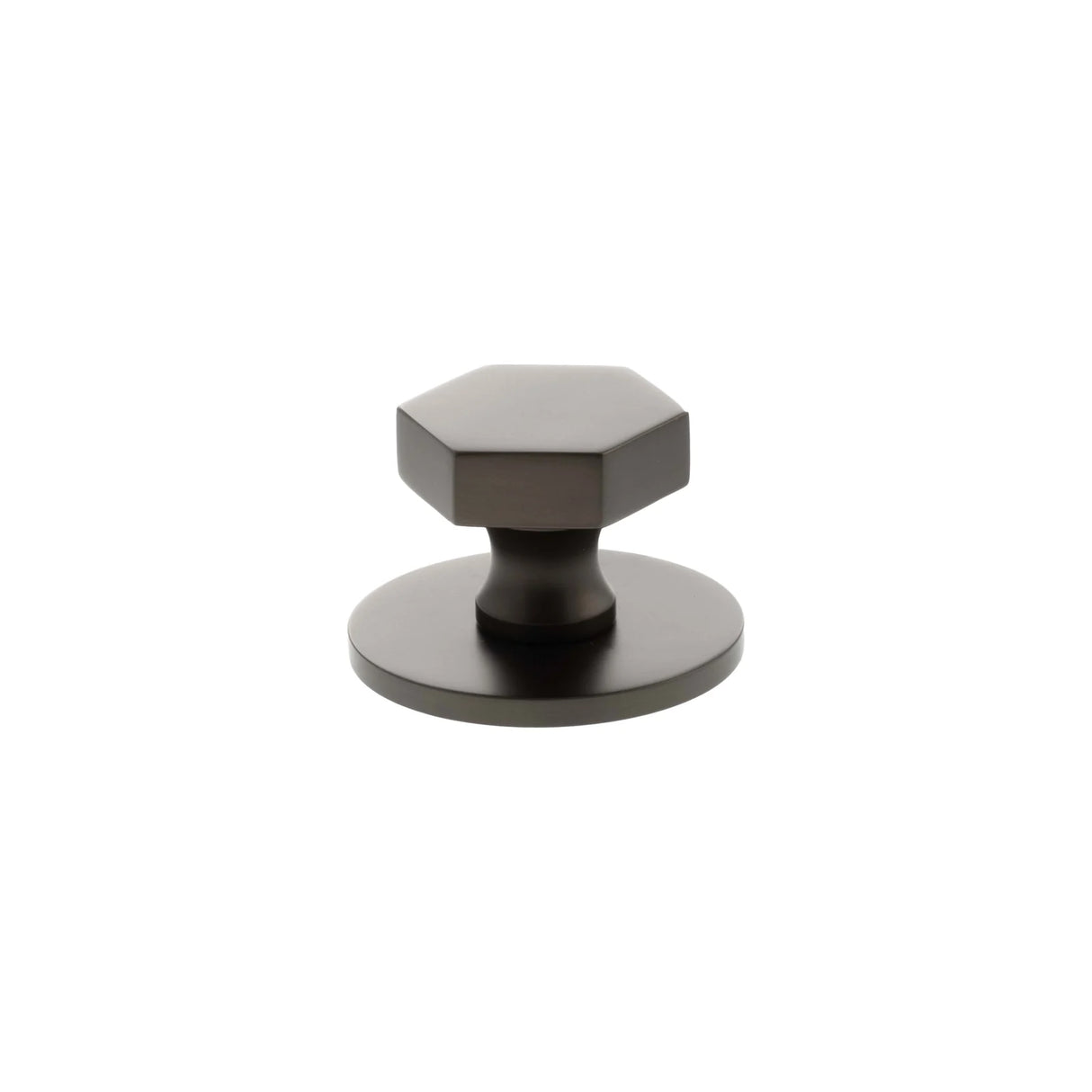 Millhouse Brass Urban Dark Bronze Pennington Hexagonal Cabinet Knob Handle on Backplate  |  MHCHB1532UDB