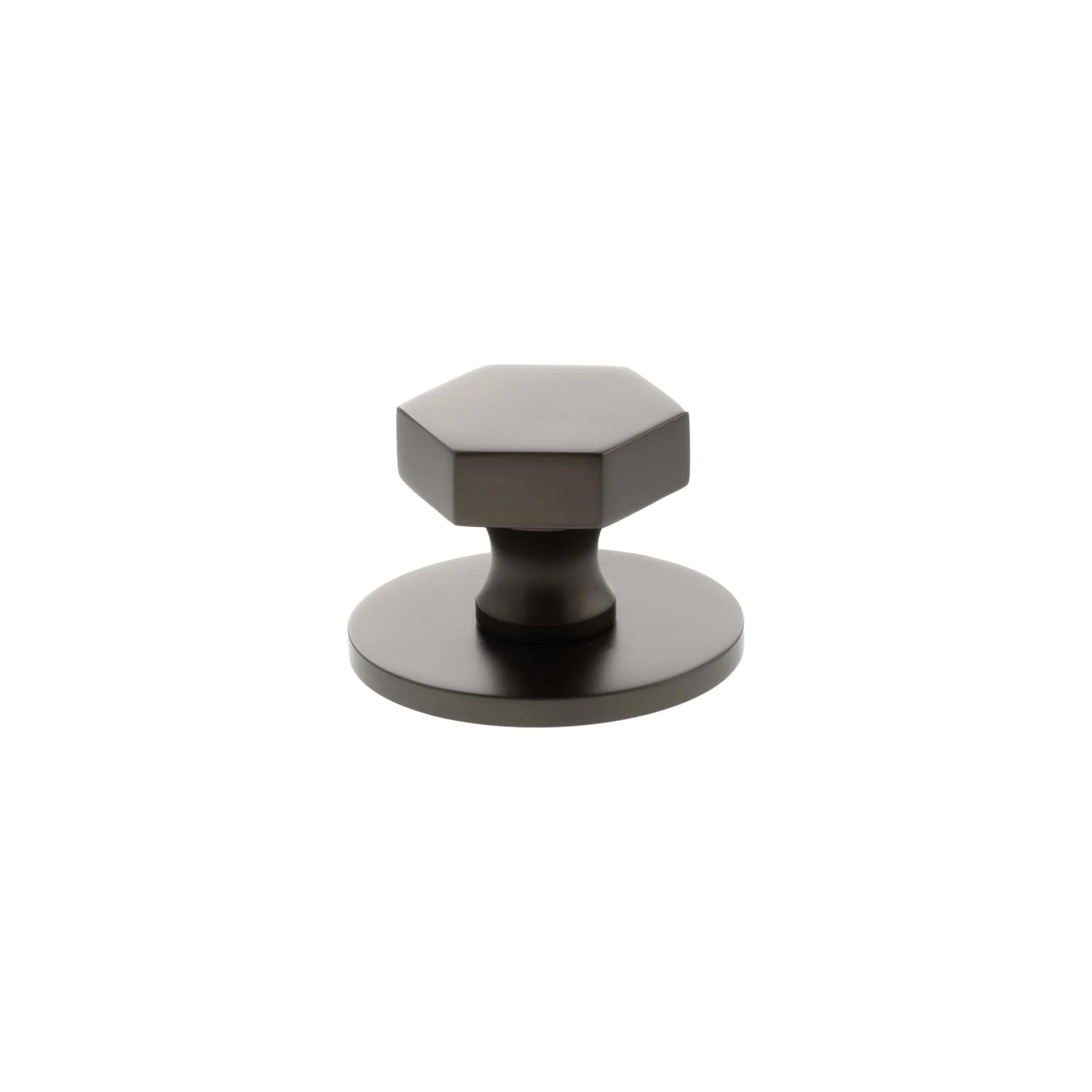 Millhouse Brass Urban Dark Bronze Pennington Hexagonal Cabinet Knob Handle on Backplate  |  MHCHB1532UDB