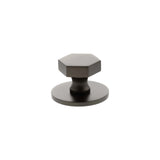Millhouse Brass Urban Dark Bronze Pennington Hexagonal Cabinet Knob Handle on Backplate  |  MHCHB1532UDB