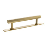 Millhouse Brass Satin Brass 128mm Pennington Hexagonal T-Bar Cabinet Pull Handle on Backplate  |  MHCHB17128SB