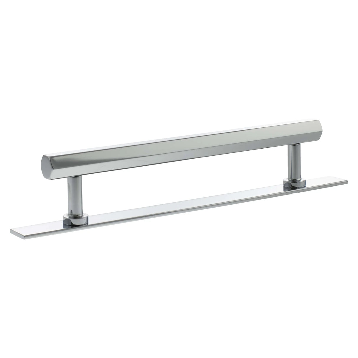 Millhouse Brass Polished Chrome 160mm Pennington Hexagonal T-Bar Cabinet Pull Handle on Backplate  |  MHCHB17160PC