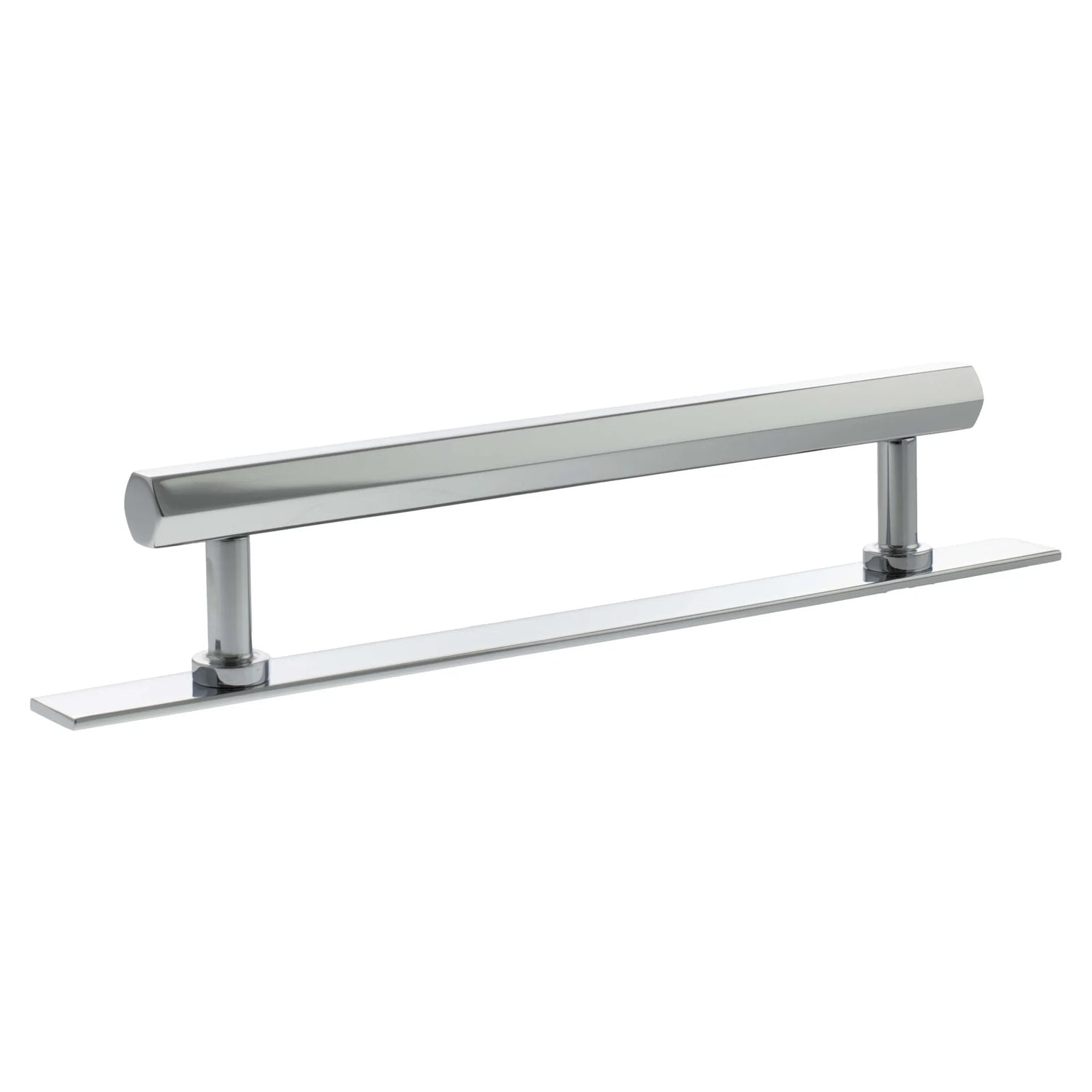 Millhouse Brass Polished Chrome 160mm Pennington Hexagonal T-Bar Cabinet Pull Handle on Backplate  |  MHCHB17160PC